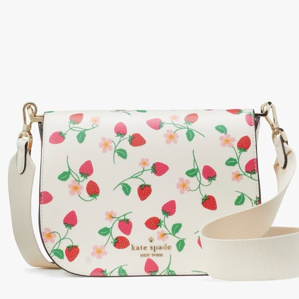 NWT Kate Spade Strawberry Vine Crossbody Saddle Bag